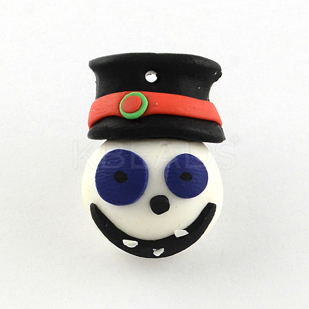 Handmade Christmas Snowman Polymer Clay Pendants CLAY-UK0001-07-1