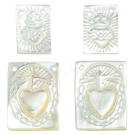 4Pcs 2 Styles Natural White Shell Mother of Pearl Shell Pendants SHEL-CJ0001-37-1