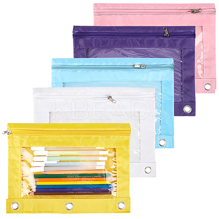 10Pcs 5 Colors Oxford Cloth with Alloy Pen Cases for 3-Ring Binder AJEW-CP0007-99A-1