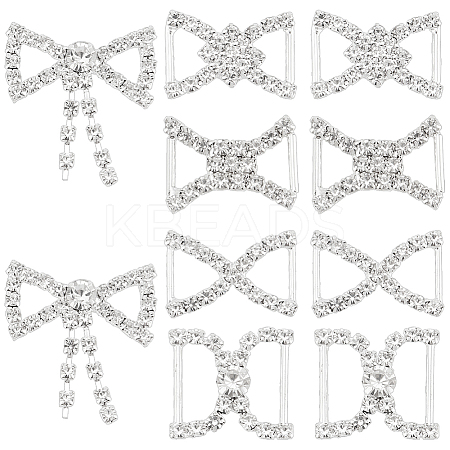 10Pcs 5 Styles Iron & Brass Brass Crystal Rhinestone Shoe Decoration FIND-HY0003-99-1