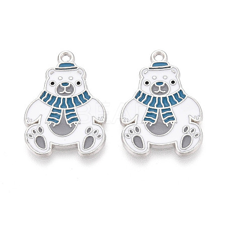 Rack Plating Alloy Enamel Bear Pendants ENAM-T024-74A-P-1