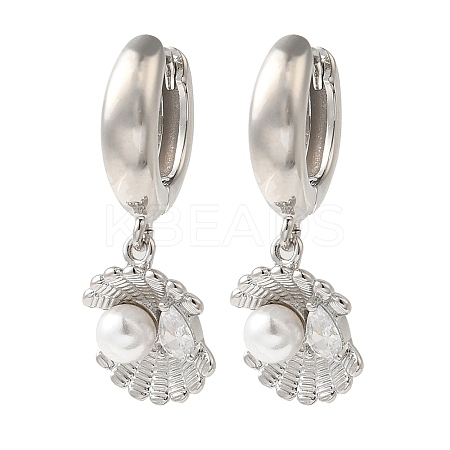 Rack Plating Brass Micro Pave Clear Cubic Zirconia Hoop Earrings EJEW-B062-37P-1