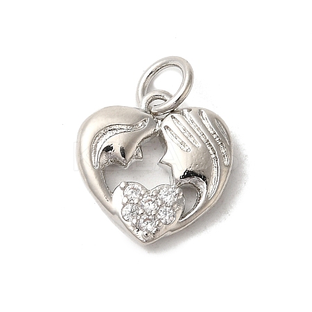 Valentine's Day Rack Plating Brass Clear Cubic Zirconia Pendants KK-Z056-12P-1