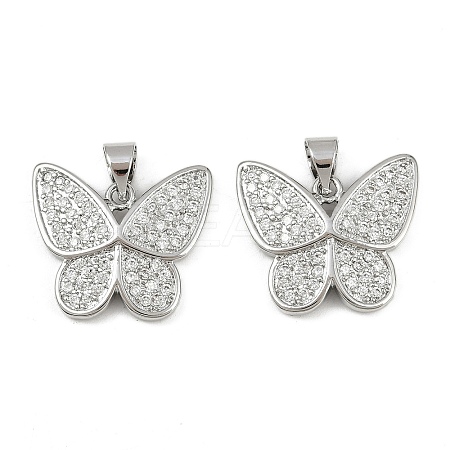 Brass Micro Pave Clear Cubic Zirconia Pendants KK-C109-01P-1
