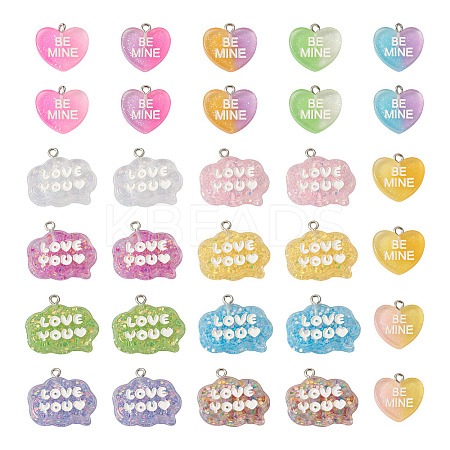 30Pcs 15 Styles Transparent Resin Pendants RESI-CW0001-21-1