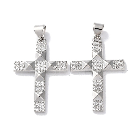 Rack Plating Brass Micro Pave Cubic Zirconia Pendants KK-Z039-04P-1