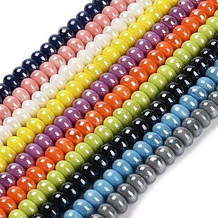 Glazed Porcelain Rondelle Beads PORC-Q001-01A-1