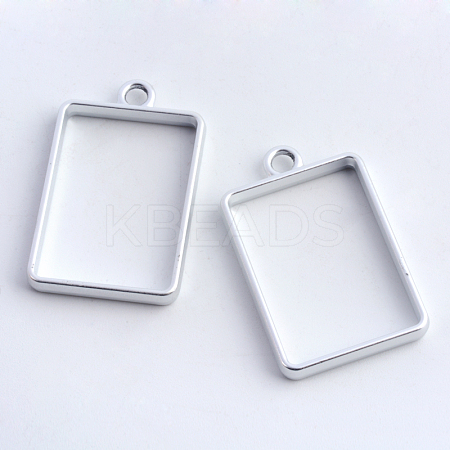 Rack Plating Alloy Rectangle Open Back Bezel Pendants PALLOY-S047-28B-FF-1