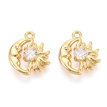 Brass Micro Pave Cubic Zirconia Charms KK-N263-94A-G-1