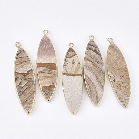 Electroplate Natural Picture Jasper Big Pendants G-S344-86B-1