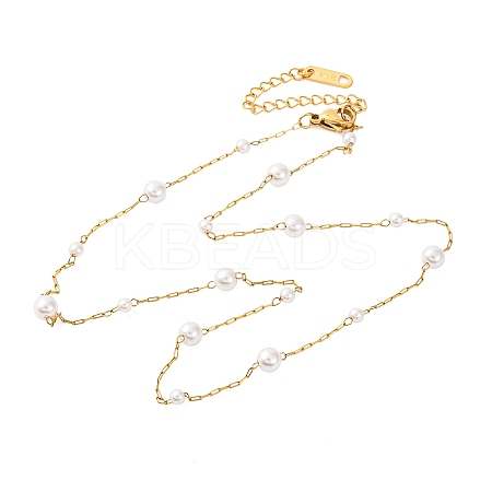 Ion Plating(IP) 304 Stainless Steel Paperclip Chain Necklaces NJEW-S004-04G-1