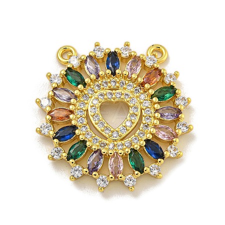 Rack Plating Brass Micro Pave Cubic Zirconia Pendants KK-C074-26G-1