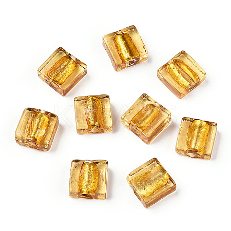 Handmade Silver Foil Lampwork Beads FOIL-S006-12x12mm-07-1