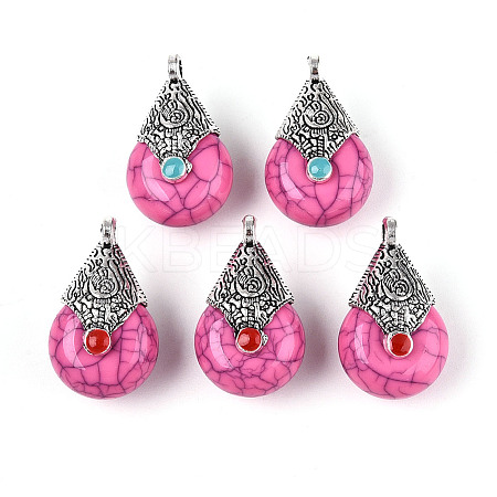 Tibetan Style Resin Pendants RESI-T022-16I-1