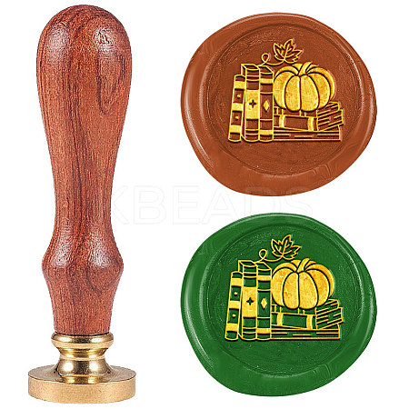 Autumn Theme DIY Scrapbooking Wax Seal Stamp with Wooden Handle AJEW-WH0208-1246-1