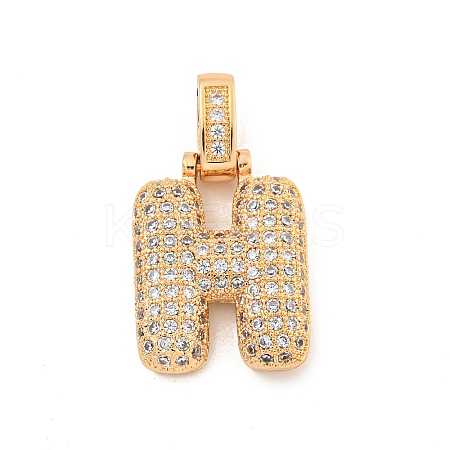Brass Micro Pave Clear Cubic Zirconia Pendants KK-B099-01G-H-1