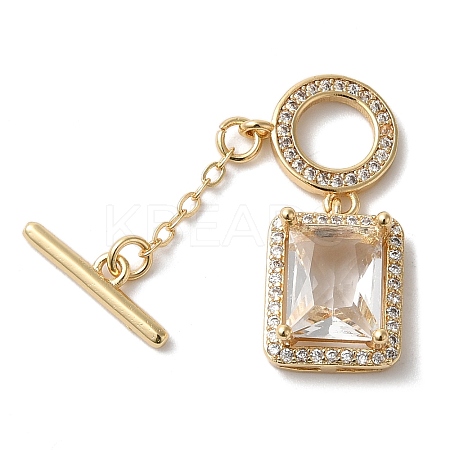 Brass Micro Pave Clear Cubic Zirconia Toggle Clasps LS-KK-N254-87G-1
