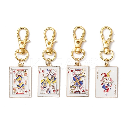 4Pcs 4 Styles Playing Card Alloy Enamel Pendants Decorations HJEW-JM03161-S-1