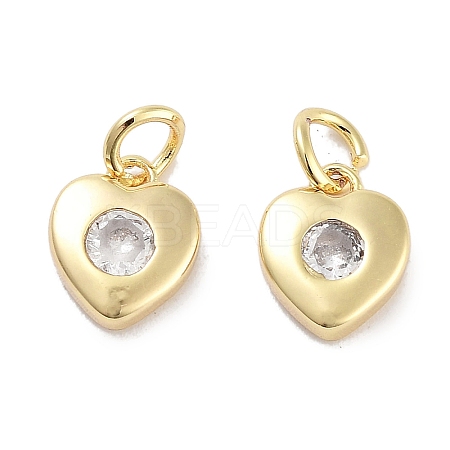 Brass Micro Pave Cubic Zirconia Charms KK-C051-07G-03-1