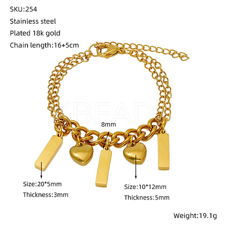 Valentine's Day 304 Stainless Steel Charm Bracelets FS-WGE53E0-02-1