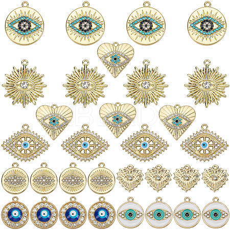 32Pcs 8 Styles Alloy Enamel Pendants ENAM-SC0005-84-1