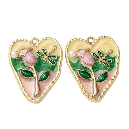 Alloy Enamel Flower Pendants ENAM-B028-41KCG-07-1