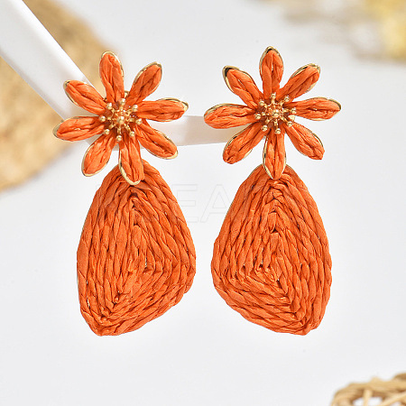 Iron & Raffia Stud Dangle Earrings WG2C854-01-1