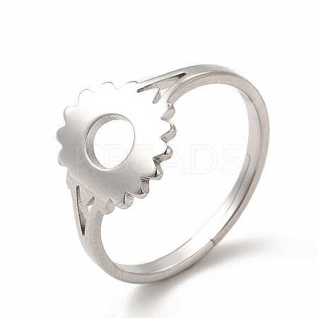 Non-Tarnish 304 Stainless Steel Sunflower Adjustable Ring for Women LS-RJEW-B027-17P-1
