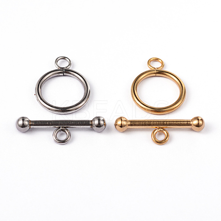 304 Stainless Steel Ring Toggle Clasps X-STAS-L176-13-1