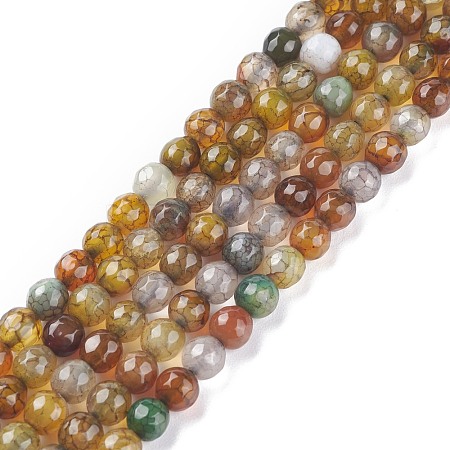 Dyed Natural Dragon Veins Agate Beads Strands G-C065-6mm-30-1