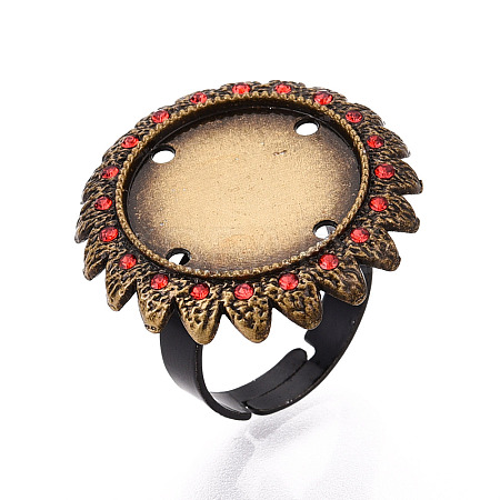 Adjustable Alloy & Iron & Rhinestone Bezel Cup Ring Base with Rotatable Tray MAK-T012-15AB-1