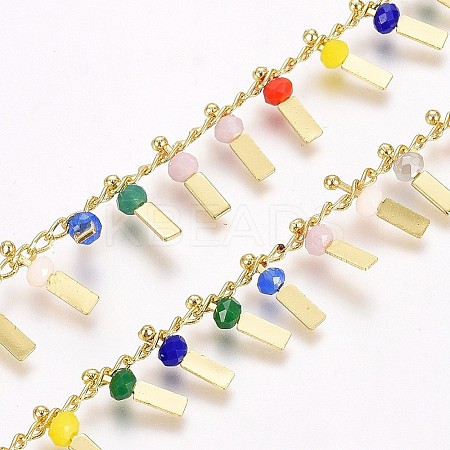 3.28 Feet Handmade Glass Beaded Chains X-CHC-I029-09J-1