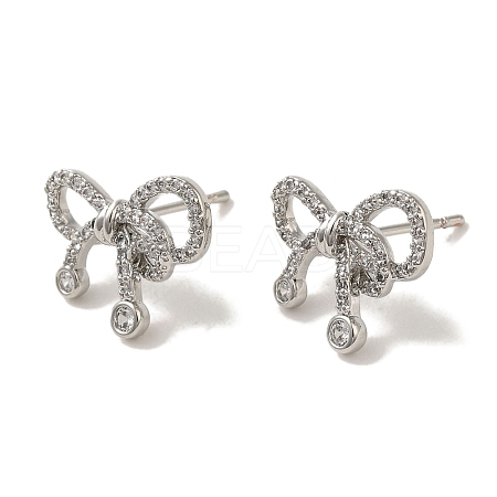 Rack Plating Brass Micro Pave Cubic Zirconia Studs Earrings EJEW-R162-20P-1