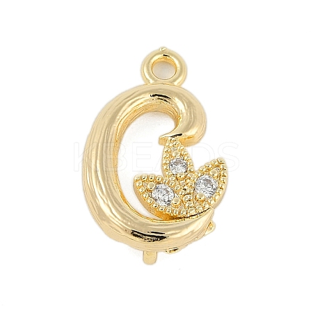 Brass Crystal Rhinestone Letter Links Connector Charms KK-S395-06G-C-1