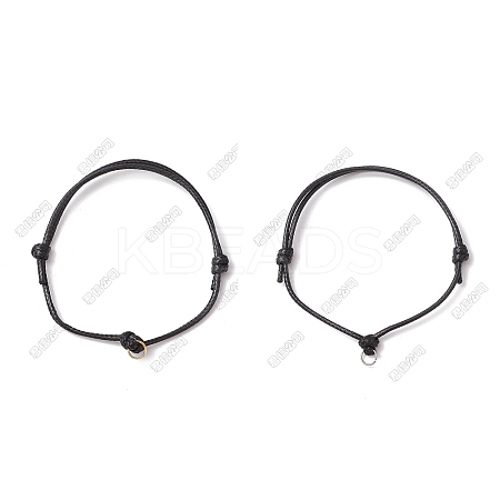 40Pcs 2 Colors Adjustable Black Waxed Polyester Cord Bracelet Making AJEW-UN00043-1
