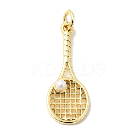 Brass with ABS Plastic Imitation Pearl Pendants KK-P343-07G-1