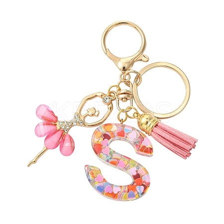 Letter A~Z Transparent Glitter Resin Pendant Keychains KEYC-FZ00024-19-1