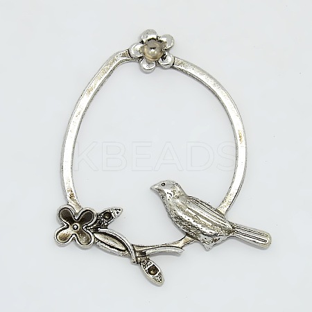 Tibetan Style Alloy Ring with Bird Large Pendants LS-TIBEP-EA13491Y-LF-1