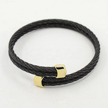 Trendy 304 Stainless Steel Torque Bangles BJEW-L102-01-1