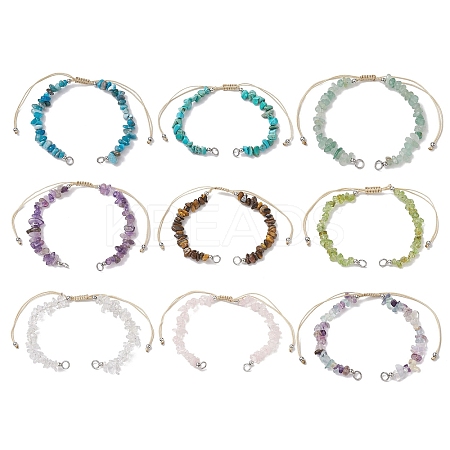 Natural Mixed Stone Chip Nylon Braided Beaded Bracelet Making AJEW-JB01296-1