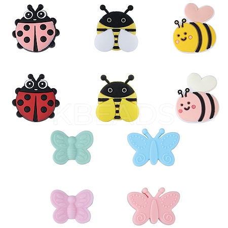 10Pcs 10 Styles Silicone Focal Beads SIL-SZ0002-29-1