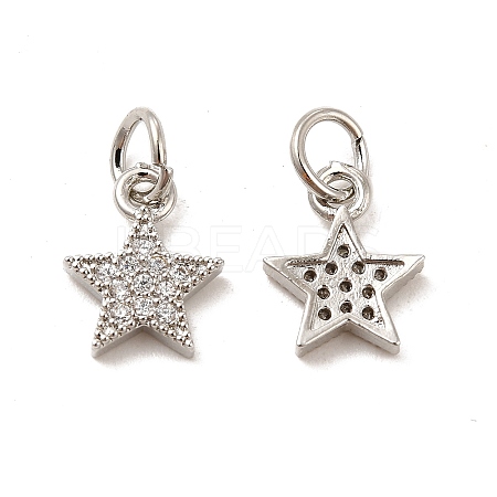Rack Plating Brass Micro Pave Cubic Zirconia Charms KK-E081-18P-1