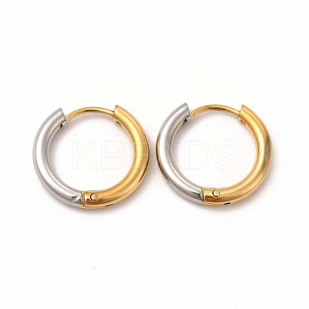 Two Tone 304 Stainless Steel Huggie Hoop Earrings for Women EJEW-C011-07B-1