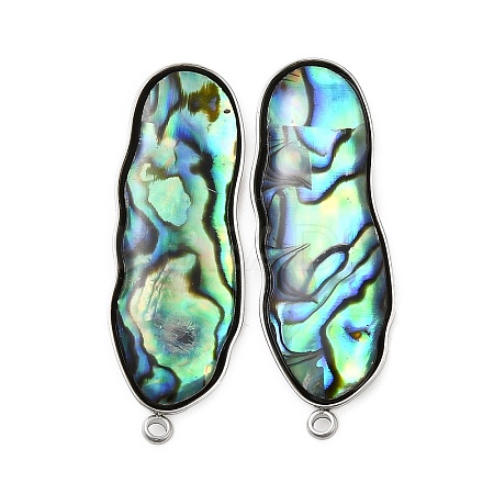 304 Stainless Steel Pave Natural Paua Shell Stud Earring Findings STAS-Z125-02P-1