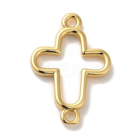 Rack Plating Brass Cross Outline Connector Charms Links KK-U027-05G-1