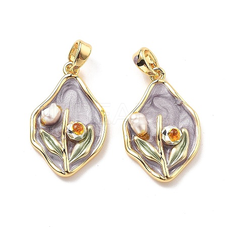 Brass Enamel Pendants KK-B129-25G-02-1