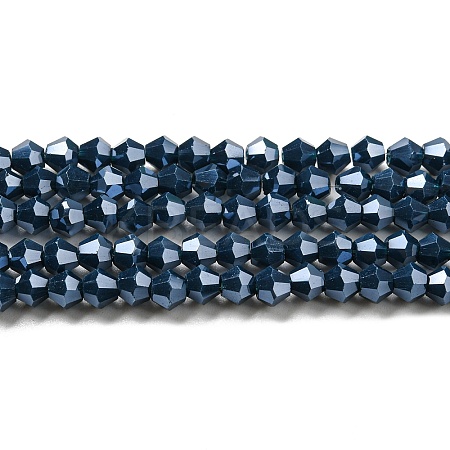 Opaque Solid Color Electroplate Glass Beads Strands GLAA-F029-P4mm-C09-1
