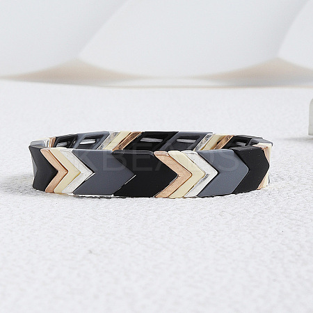 Zinc Alloy Arrow Pattern Multi-Color Cuff Bangles for Women FS-WG877A9-03-1