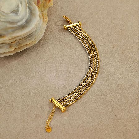 304 Stainless Steel Multi-strand Bracelets BJEW-C137-01GP-1