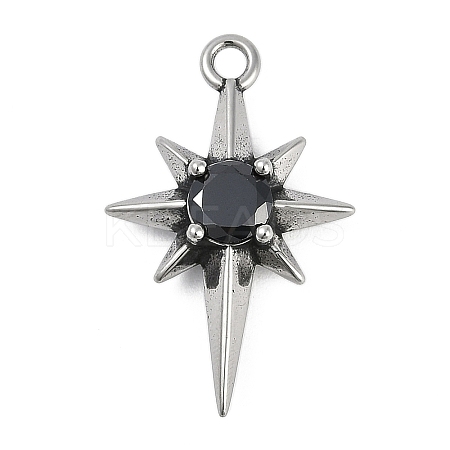 316 Surgical Stainless Steel Micro Pave Cubic Zirconia Pendants STAS-G349-01AS-01-1